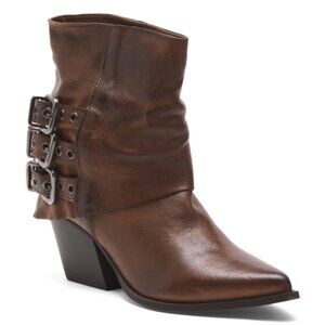 MILANO N6 Made In Italy Leather 3 Buckles Fold Over Booties